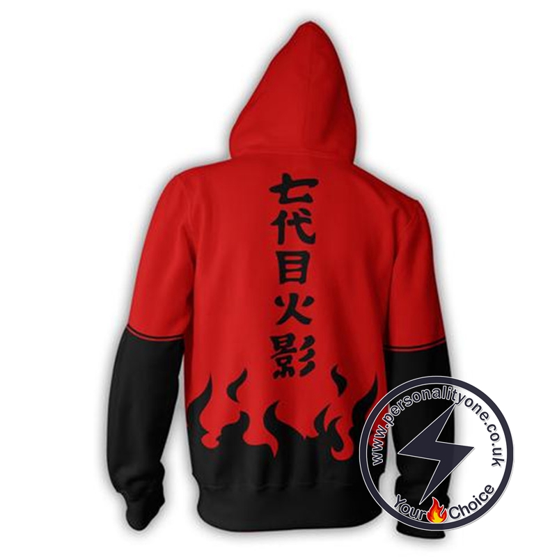 Naruto Uzumaki Naruto Hokage Red Zip Up Hoodie Jacket